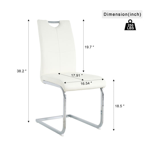 Sumdeal Modern PU Dining Chairs Set of 2 with Silver Legs for Small Dining Spaces - dimension image