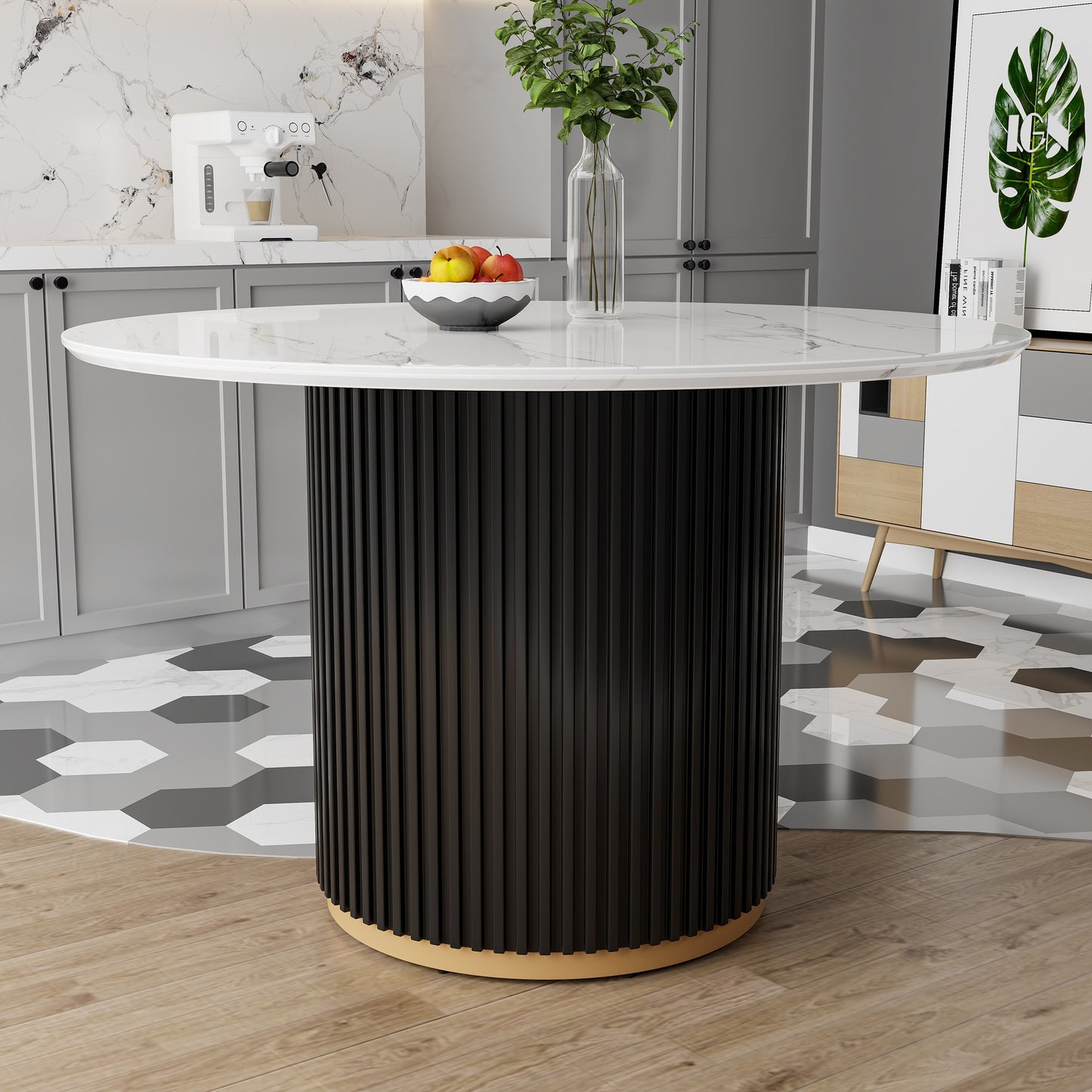 Sumdeal Round Faux Marble Dining Table for Apartments and Kitchens - detail image 4