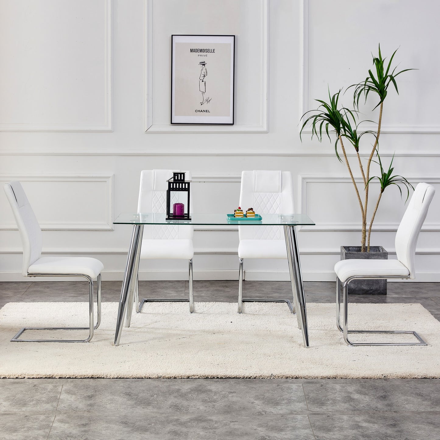 Sumdeal White PU Leather Dining Chairs Set of 4 with Modern Legs - product image 6