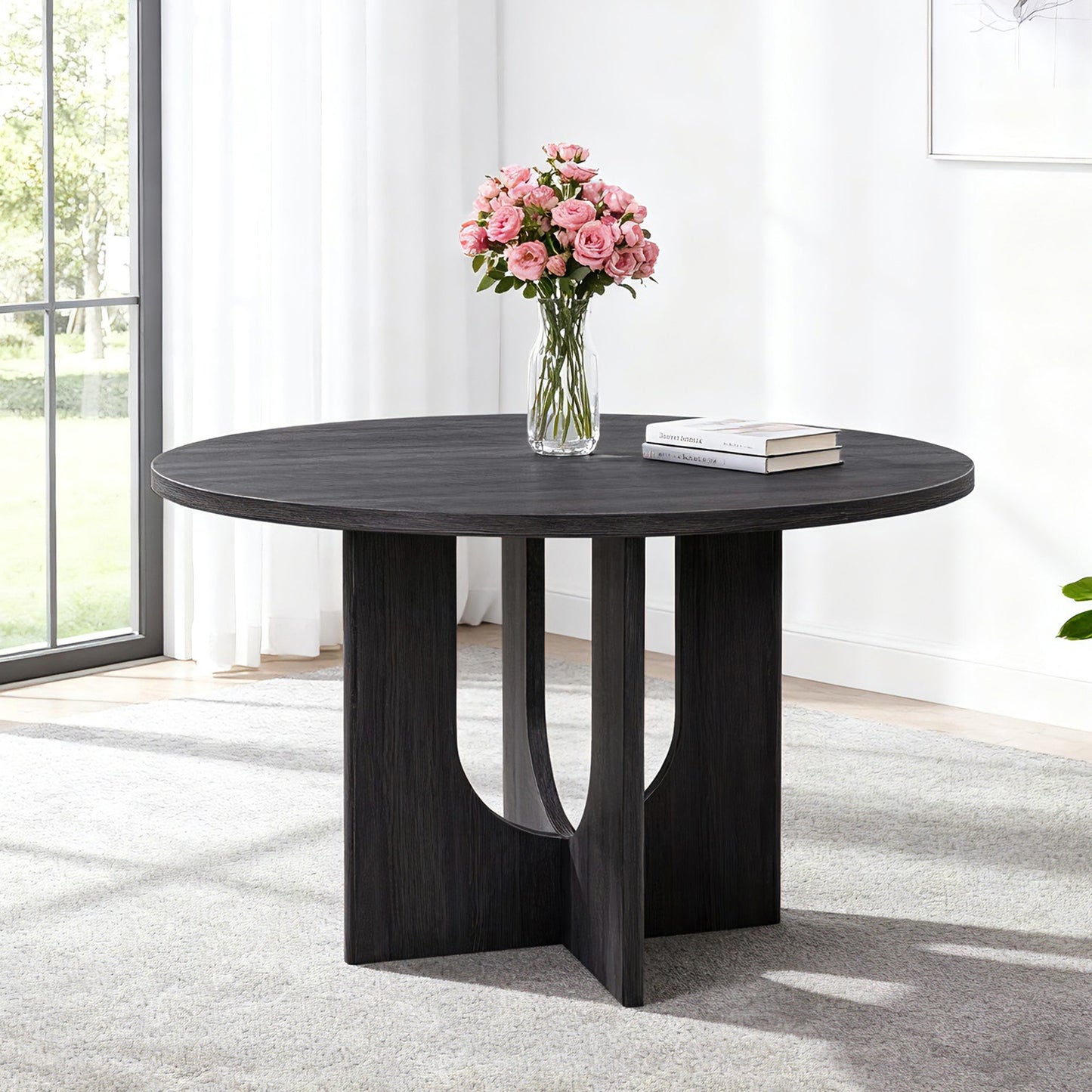 Sumdeal Round Wood-Look Dining Table for Apartments and Kitchens - variant-main image 7