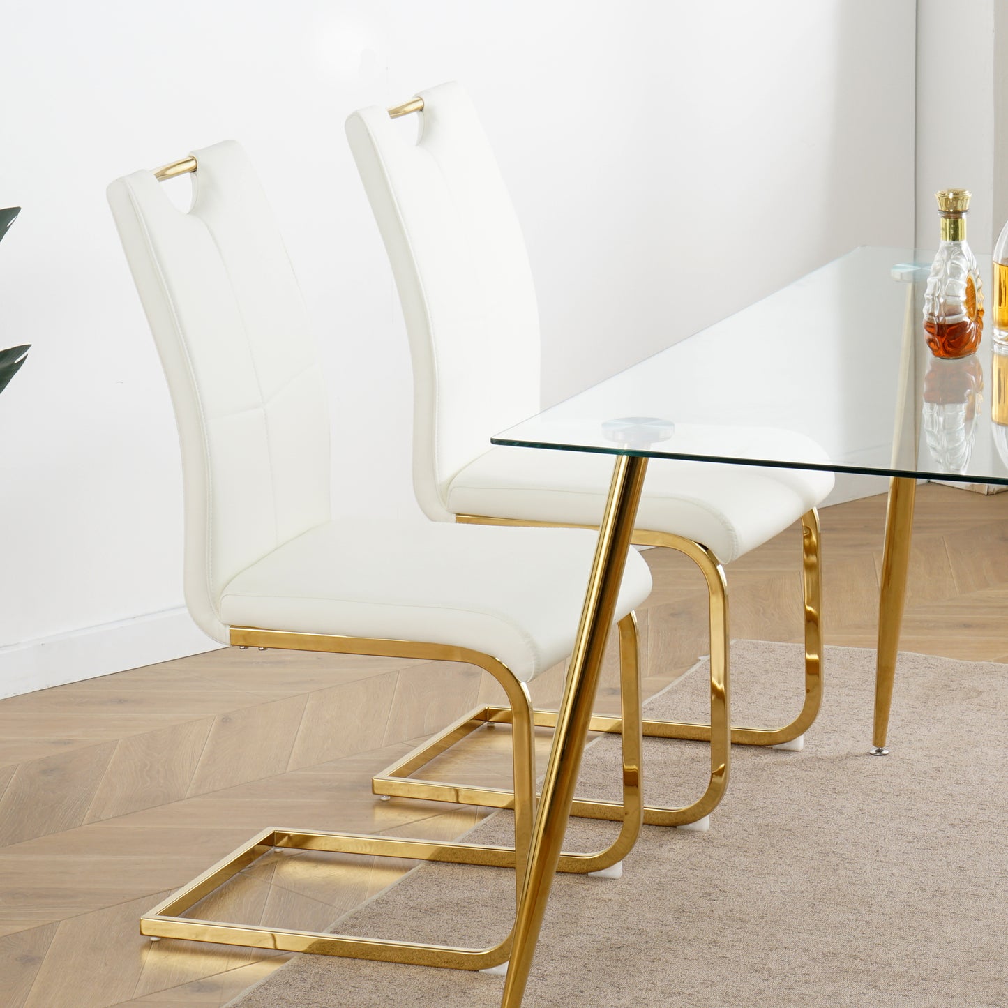 Sumdeal Modern Pu Leather Dining Chair with Handle and C-shaped Metal Legs