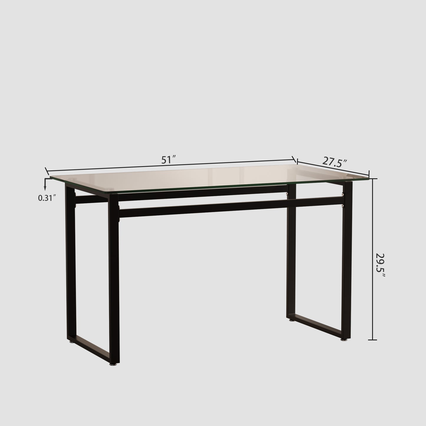 Sumdeal Modern Glass Dining Table for 4-6 People | Rectangle Glass Dining Table for 4 | Kitchen Glass Dining Table with Metal Legs