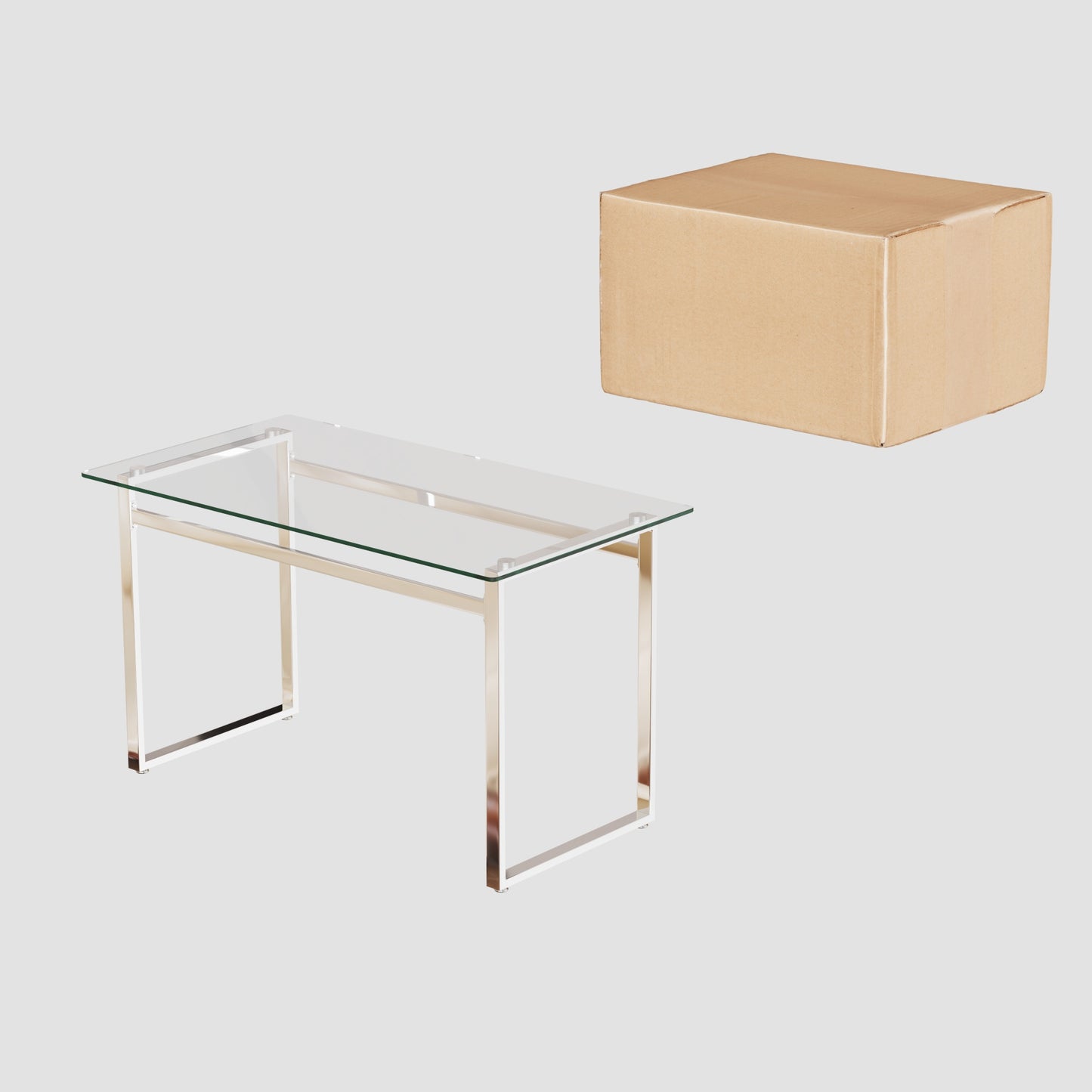 Sumdeal Modern Glass Dining Table for 4-6 People | Rectangle Glass Dining Table for 4 | Kitchen Glass Dining Table with Metal Legs