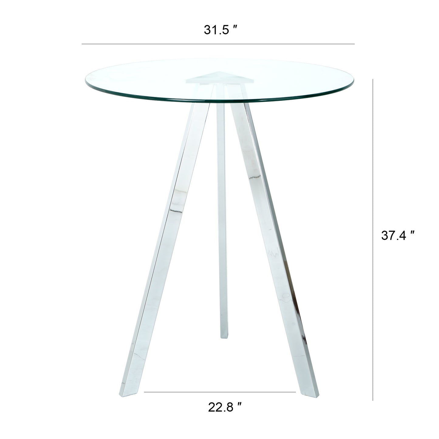 Sumdeal 31.5" Modern Round Glass Bar Table - Tempered Glass Top, Chrome Metal Legs, Clear Bar Table for Kitchen, Restaurant