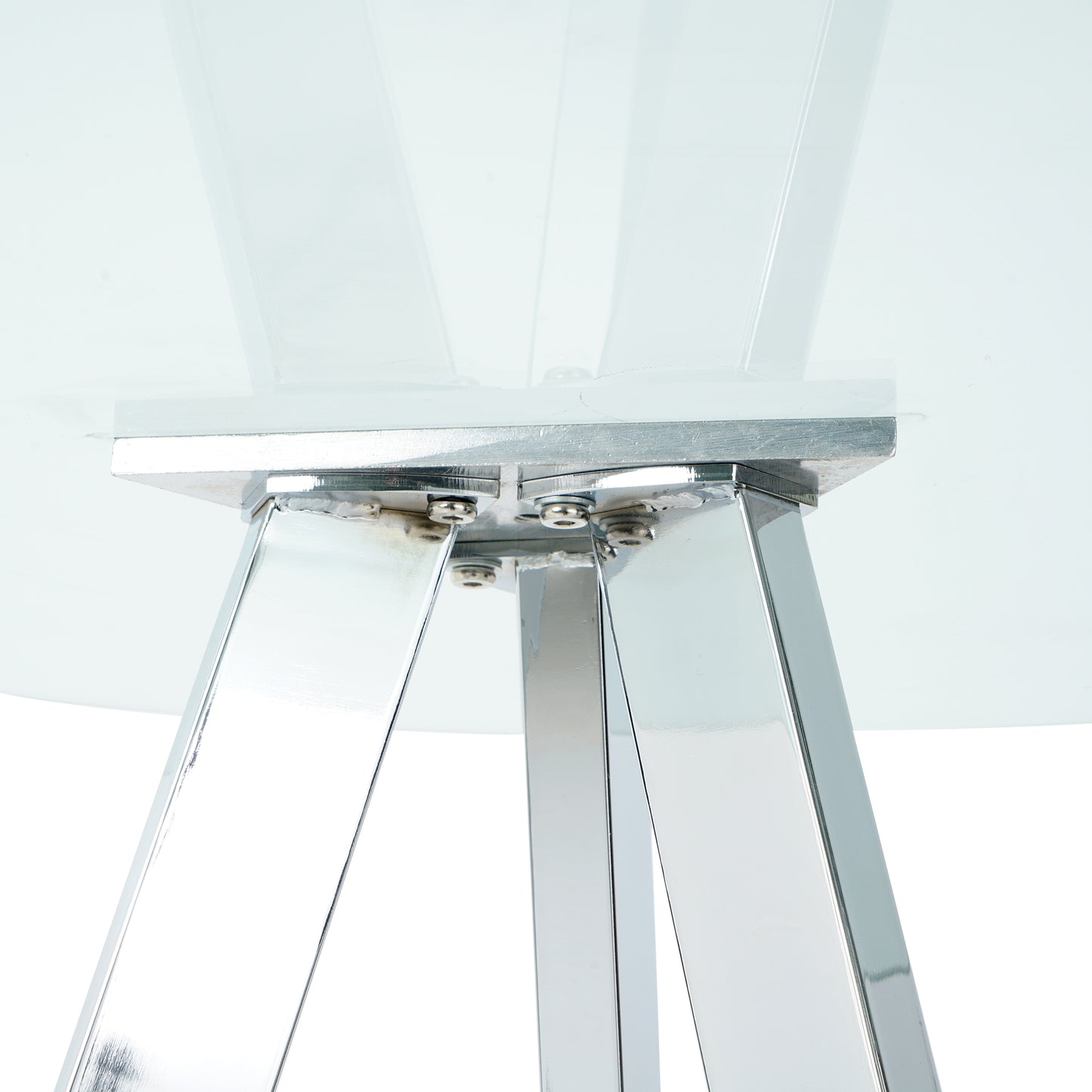 Sumdeal 31.5" Modern Round Glass Bar Table - Tempered Glass Top, Chrome Metal Legs, Clear Bar Table for Kitchen, Restaurant