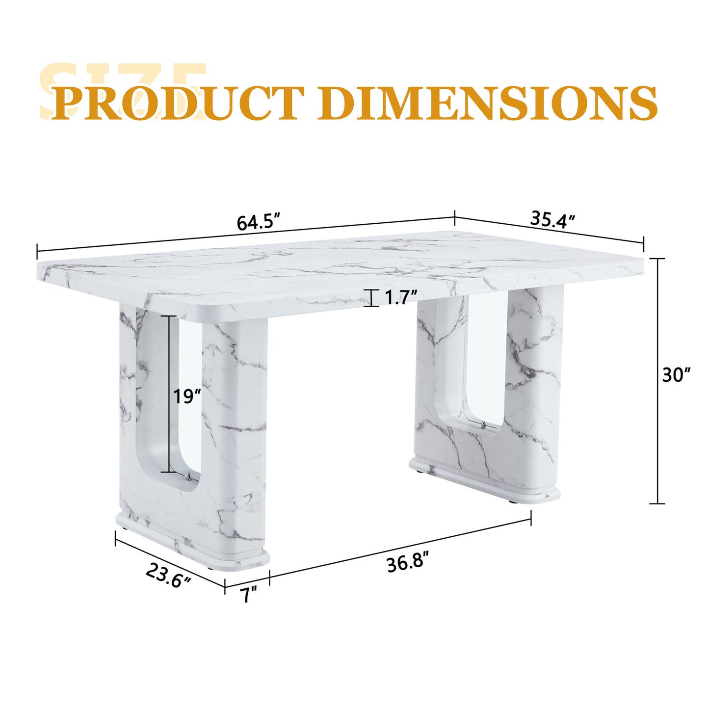 Sumdeal 64.5 Inch Modern Marble Dining Table - Stylish Kitchen & Dining Room Table