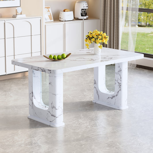 Sumdeal 64.5 Inch Modern Marble Dining Table - Stylish Kitchen & Dining Room Table