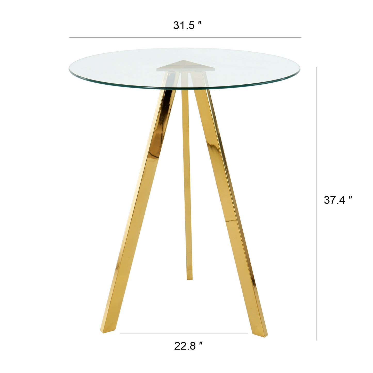 Sumdeal 31.5" Modern Round Glass Bar Table - Tempered Glass Top, Chrome Metal Legs, Clear Bar Table for Kitchen, Restaurant