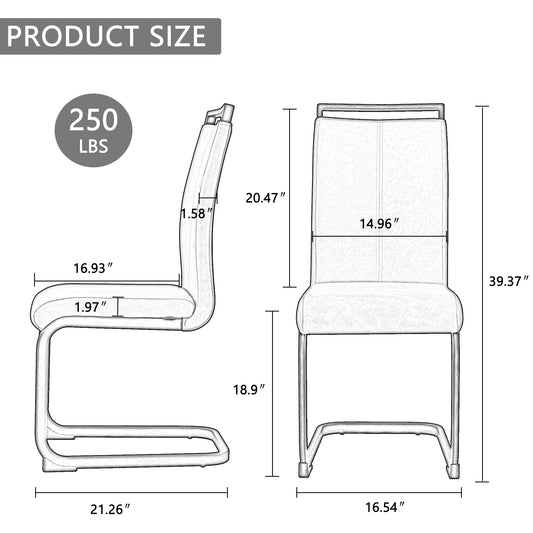 Sumdeal Modern C-shape Metal Leg Dining Chairs Set of 4,Modern Dining Chairs with Metal frame leg with High Density Sponge Leather,Dining Chairs with Silver Leg for Dining Room,Kitchen,Living Room