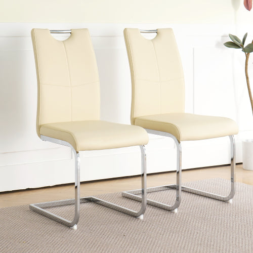 Sumdeal Modern Pu Leather Dining Chair with Handle and C-shaped Metal Legs