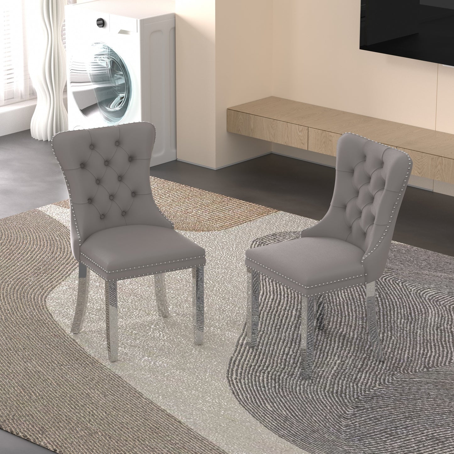 Sumdeal Velvet Dining Chairs Set of 6, Tall Back Side Chair, Modern Upholstered High-end Tufted Side Chair with Button Back Ring