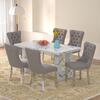 Sumdeal 64.5" Modern Faux Marble Dining Table Room Set,Dining Table with Velvet Dining Chairs,Faux Marble Table with Dining Chairs with Silver Leg,Dining Table sets for 4,Dining Room Sets for 6