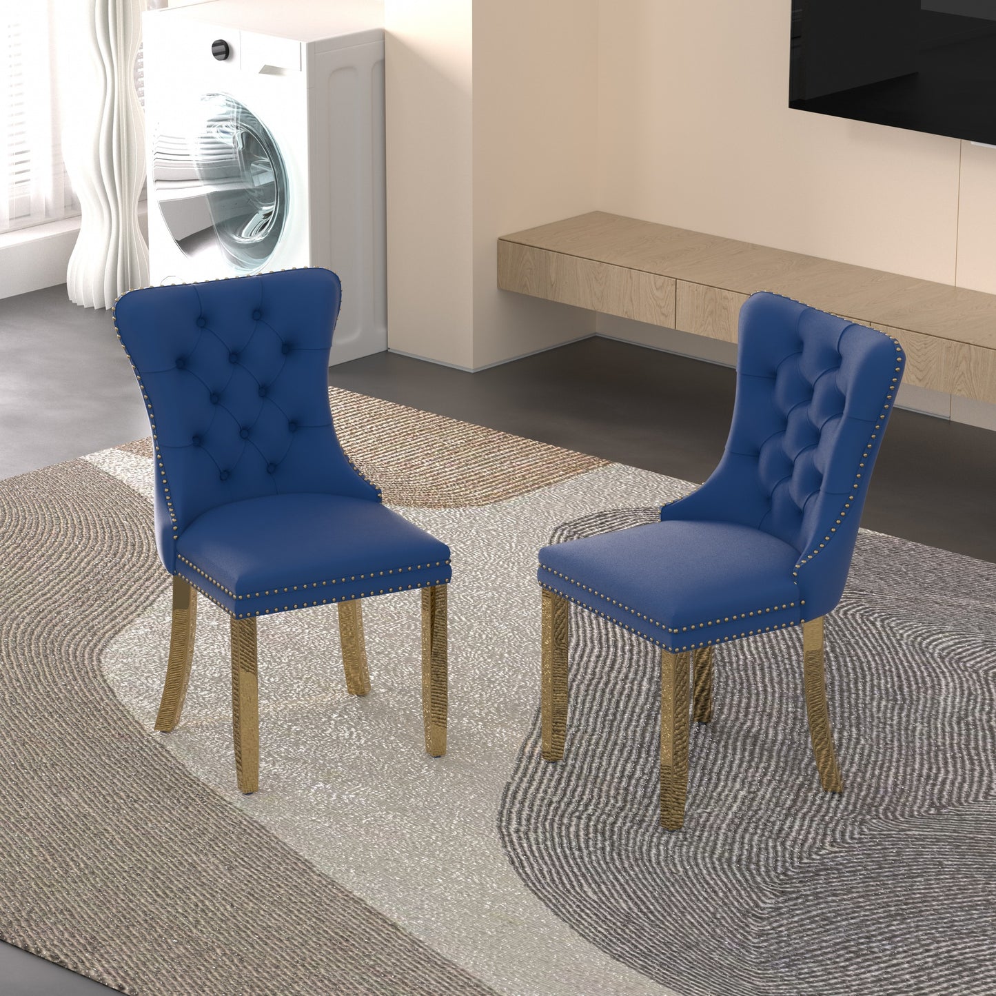 Sumdeal Velvet Dining Chairs Set of 6, Tall Back Side Chair, Modern Upholstered High-end Tufted Side Chair with Button Back Ring