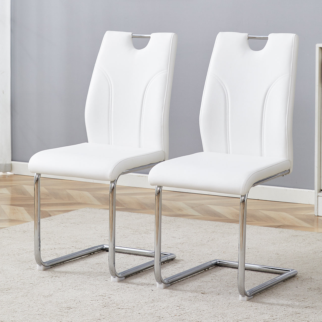 Sumdeal Modern Pu Leather Dining Chair Set with Silver C-shaped Metal Legs,Set of 2,Set of 4,Set of 6