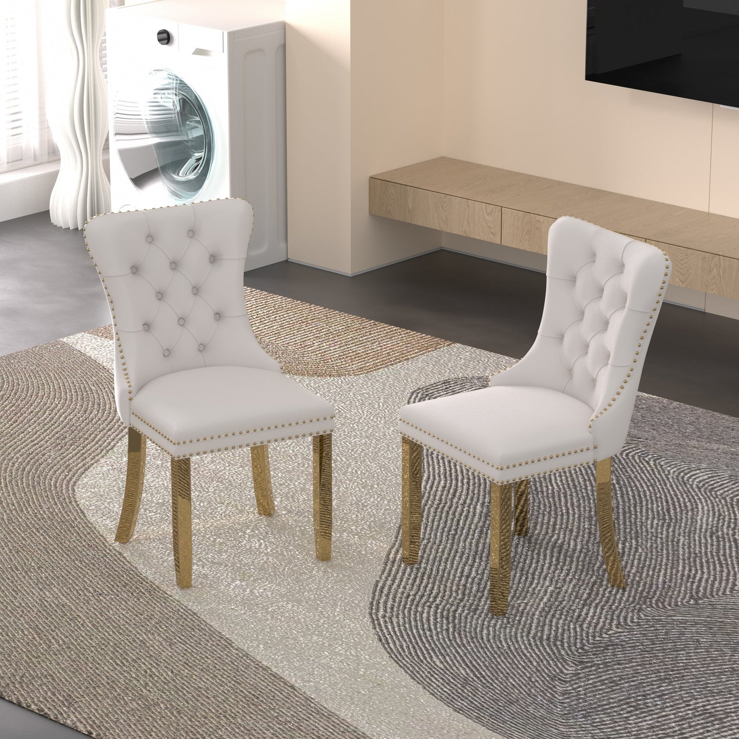 Sumdeal Velvet Dining Chairs Set of 6, Tall Back Side Chair, Modern Upholstered High-end Tufted Side Chair with Button Back Ring