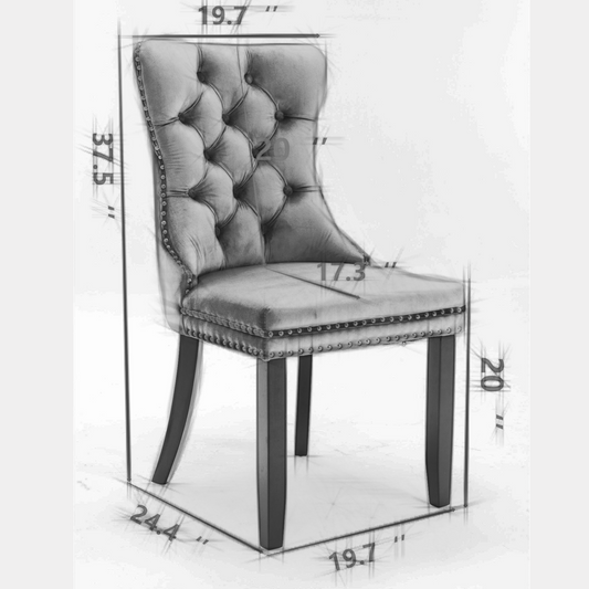Sumdeal Velvet Dining Chairs Set of 6, Tall Back Side Chair, Modern Upholstered High-end Tufted Side Chair with Button Back Ring