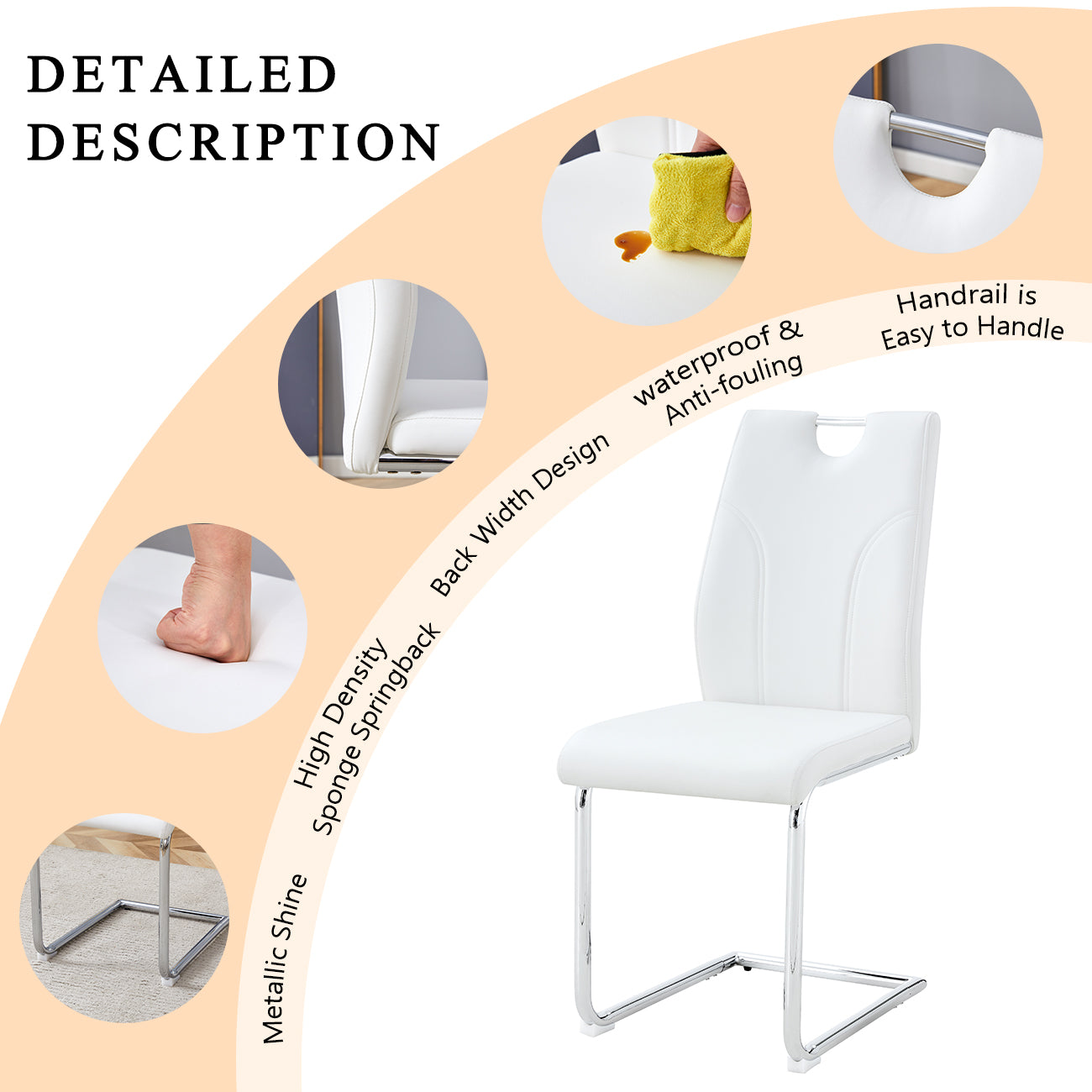 Sumdeal Modern Pu Leather Dining Chair Set with Silver C-shaped Metal Legs,Set of 2,Set of 4,Set of 6