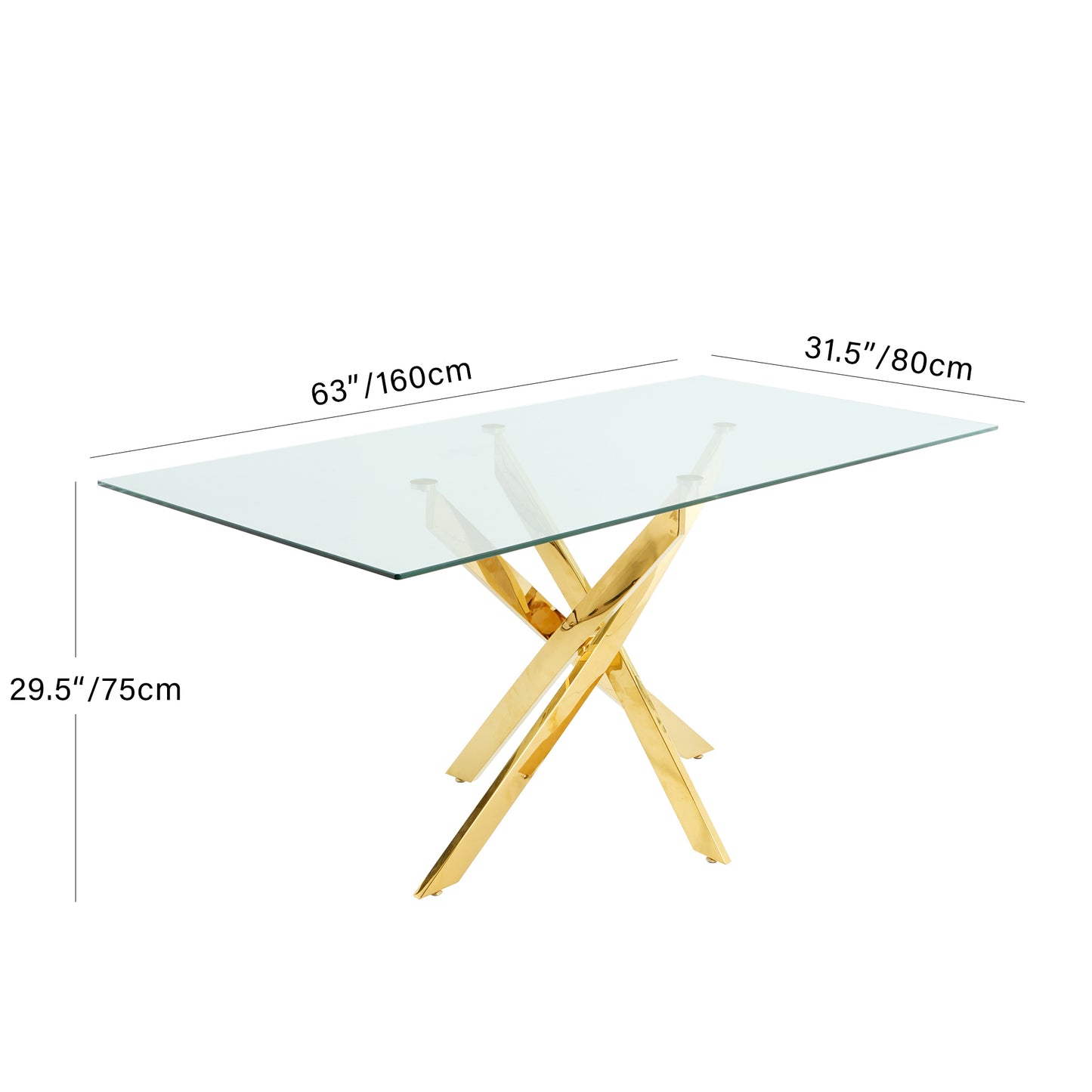 Sumdeal 63" Rectangle Glass Dining Table for 4-6 people