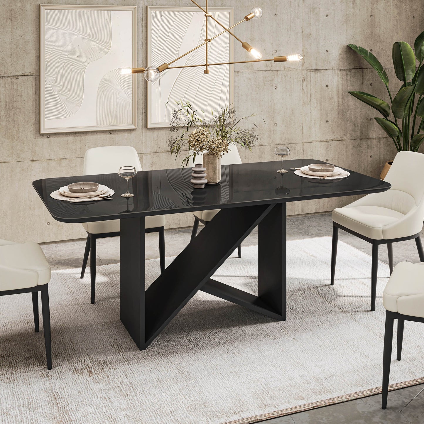 Sumdeal Rectangular Glass Dining Table for Modern Dining Rooms - main image 1