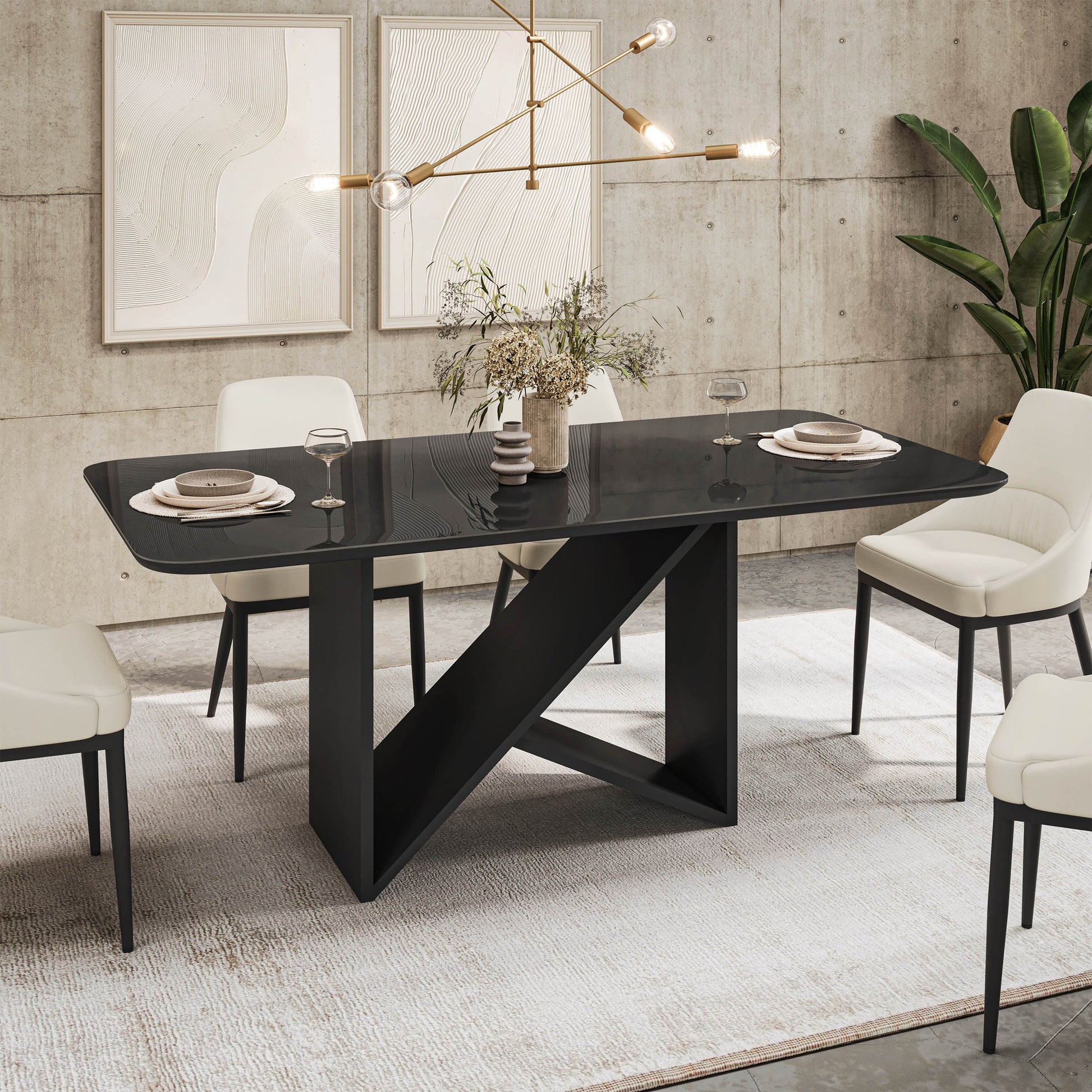 Sumdeal Rectangular Glass Dining Table for Modern Dining Rooms - main image 1