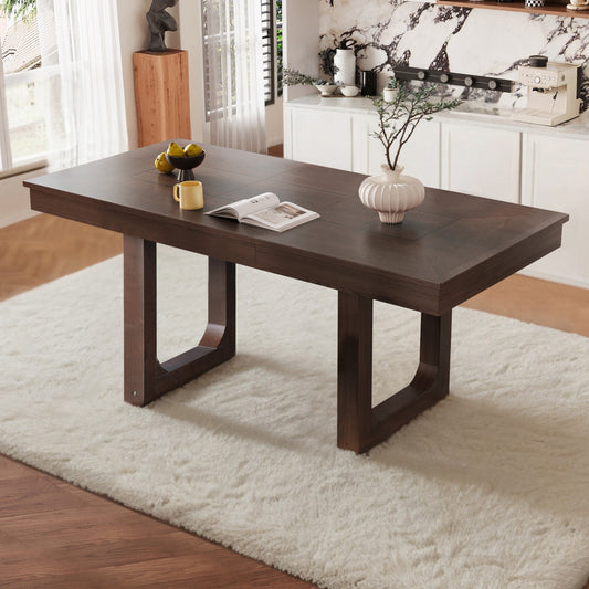 Sumdeal 60-78 inch Extendable Wood Dining Table with Removable Leaf - main image 1