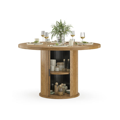 Sumdeal Round Wood-Look Dining Table for Apartments and Kitchens - main image 1