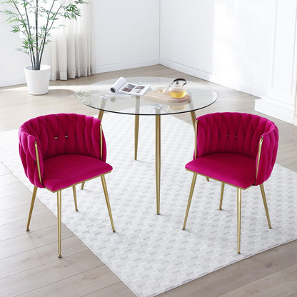 Sumdeal Rose Red Velvet Dining Chairs Set of 2 with Gold Legs - product image 1