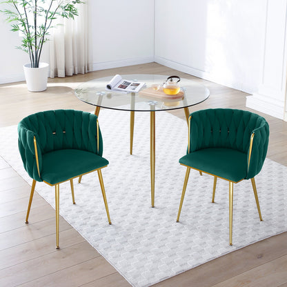 Sumdeal Green Velvet Dining Chairs Set of 2 with Gold Legs - product image 1