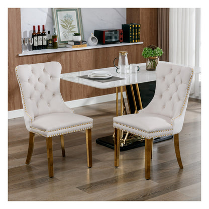 Sumdeal Velvet Dining Chairs Set of 2 with Gold Legs for Elegant Dining Spaces - main 1
