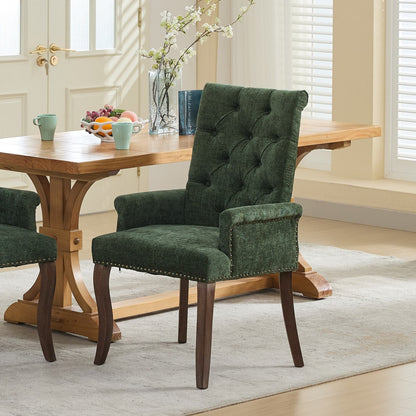 Sumdeal Olive Green Upholstered Dining Chairs Set of 2 with Wood Legs - product image 1