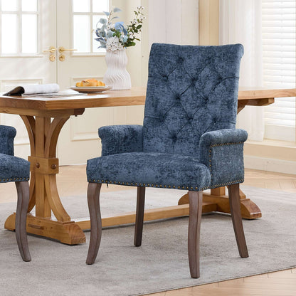 Sumdeal Blue Upholstered Dining Chairs Set of 2 with Wood Legs - product image 1