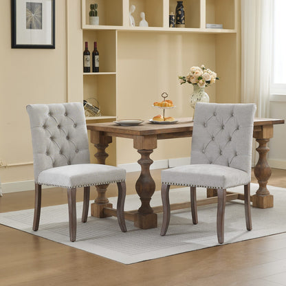 Sumdeal Beige Upholstered Dining Chairs Set of 2 with Wood Legs - product image 1