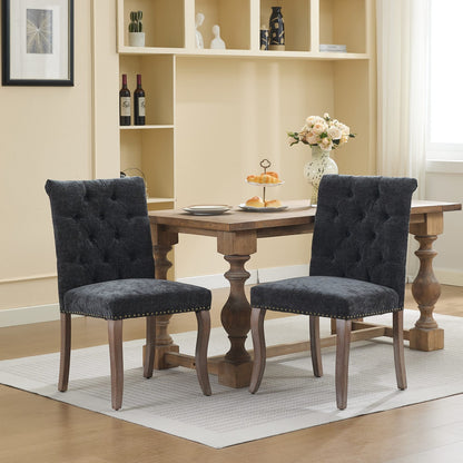 Sumdeal Black Upholstered Dining Chairs Set of 2 with Wood Legs - product image 1