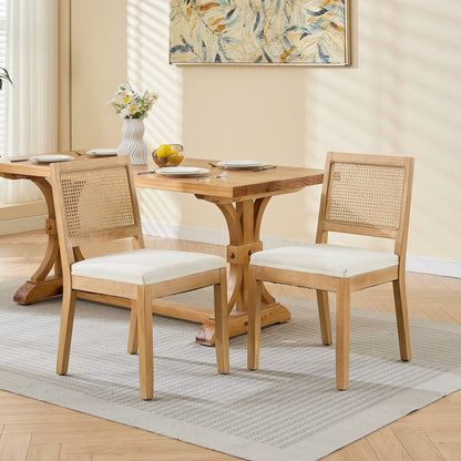 Sumdeal Beige Fabric Dining Chairs Set of 2 with Wood Legs - product image 1