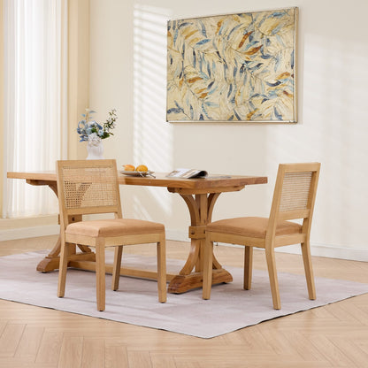 Sumdeal Tan Fabric Dining Chairs Set of 2 with Wood Legs - product image 1