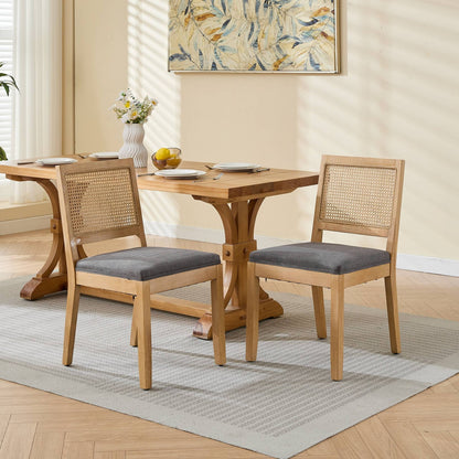 Sumdeal Gray Fabric Dining Chairs Set of 2 with Wood Legs - product image 1