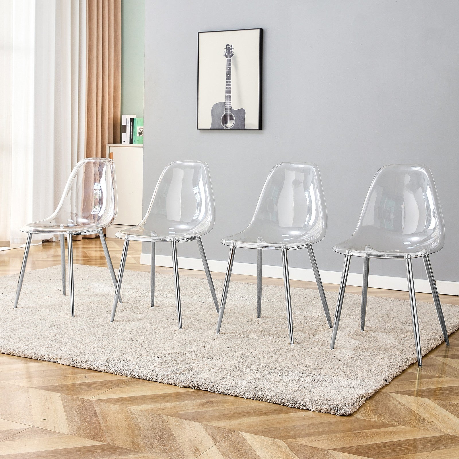 Sumdeal Transparent Clear Plastic Dining Chairs Set of 4 with Modern Legs - product image 1