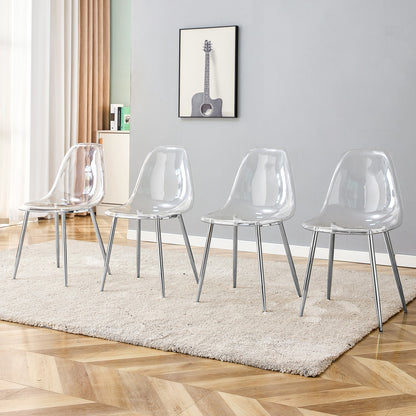 Sumdeal Transparent Clear Plastic Dining Chairs Set of 4 with Modern Legs - product image 1