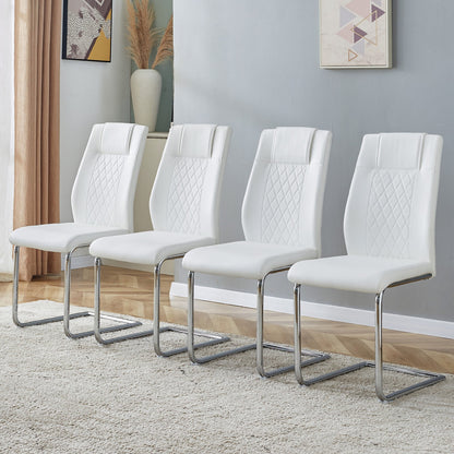 Sumdeal White PU Leather Dining Chairs Set of 4 with Modern Legs - product image 1
