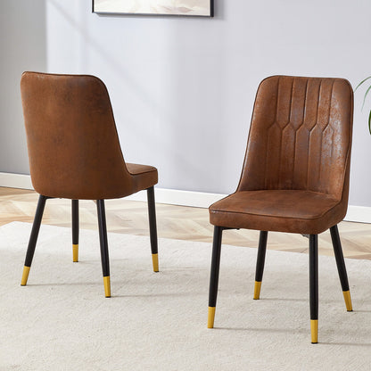 Sumdeal Brown and Black Upholstered Dining Chairs Set of 2 with Black Legs - product image 1