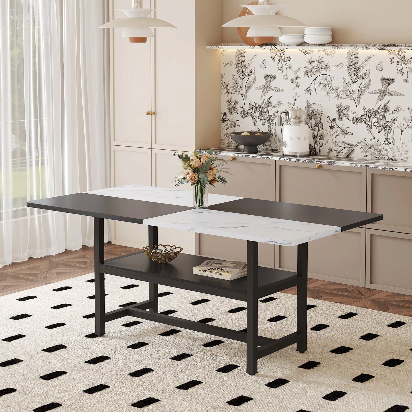 Sumdeal Rectangular Wood-Look Dining Table for Modern Dining Rooms - main image 1