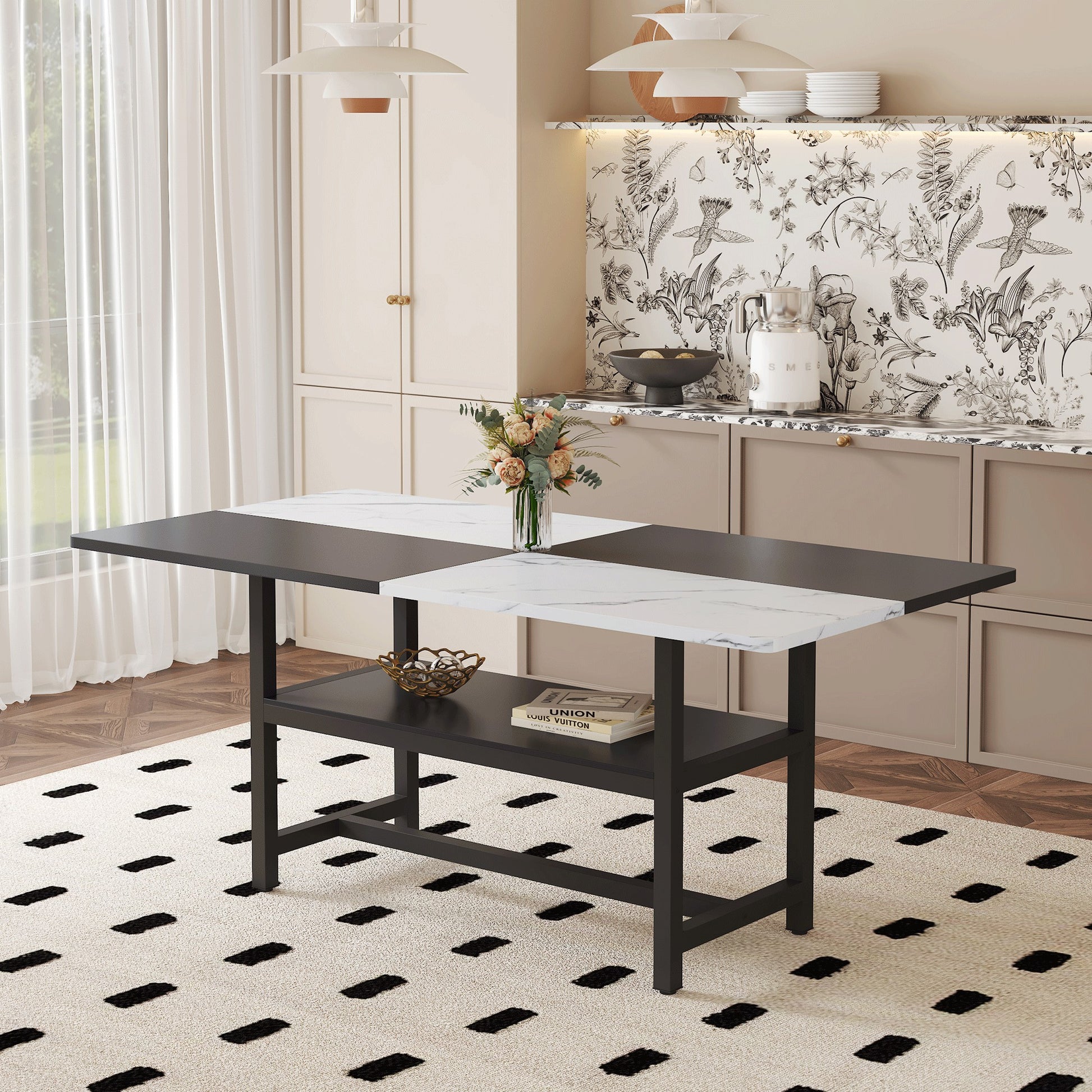 Sumdeal Rectangular Wood-Look Dining Table for Modern Dining Rooms - main image 1