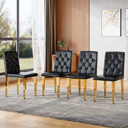 Sumdeal Black and Gold PU Leather Dining Chairs Set of 4 with Gold Legs - product image 1