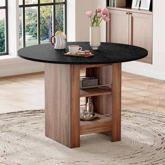 Sumdeal 42-inch Round Wood-Look Dining Table with Storage Base - main image 1