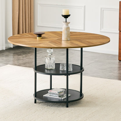 Sumdeal Round Wood-Look Dining Table for Apartments and Kitchens - main image 1