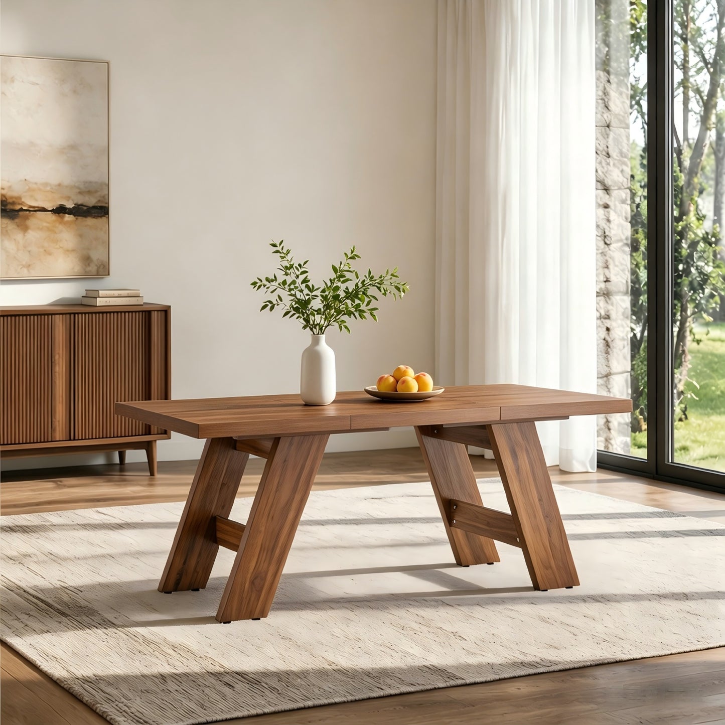 Sumdeal 71-inch Wood-Look Rectangular Dining Table with Angled Legs - main image 1