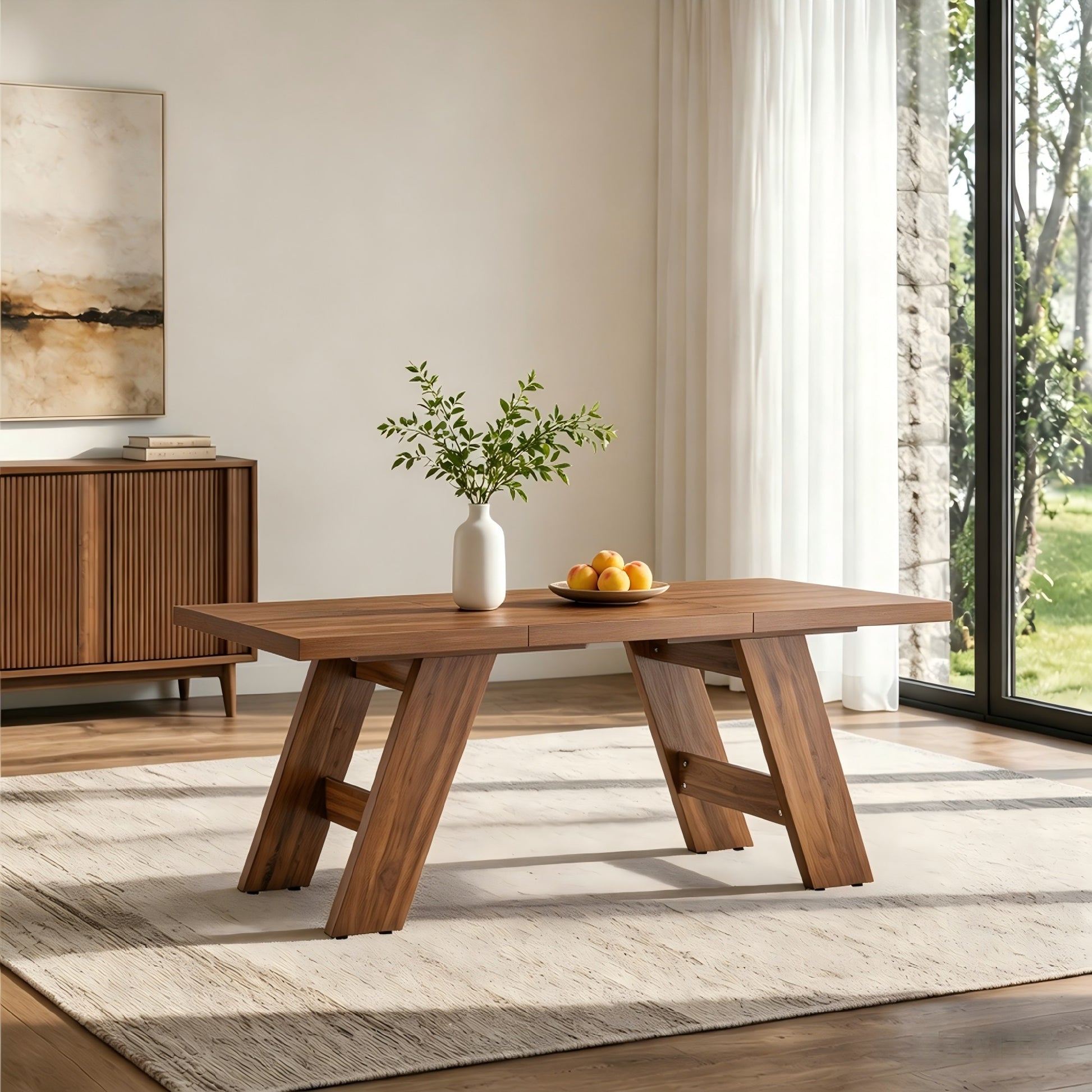 Sumdeal 71-inch Wood-Look Rectangular Dining Table with Angled Legs - main image 1