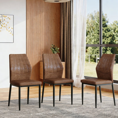Sumdeal Brown and Black Fabric Dining Chairs Set of 3 with Modern Legs - product image 1