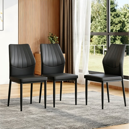 Sumdeal Black PU Leather Dining Chairs Set of 3 with Modern Legs - product image 1