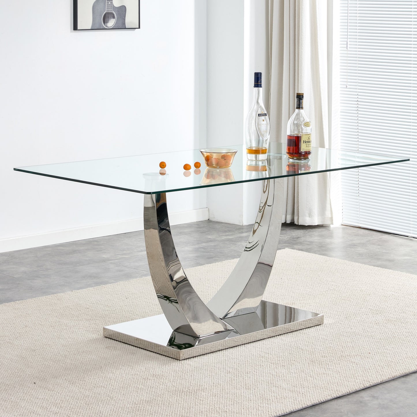 Sumdeal Rectangular Glass Dining Table for Modern Dining Rooms - main image 1